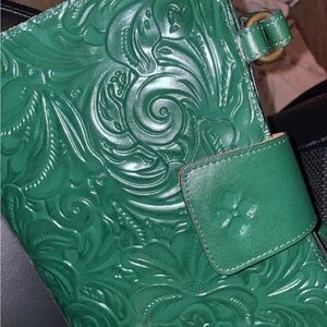 PATRICIA NASH Rienzo Satchel Shoulder Bag Embossed Leather Soft Green Brand New